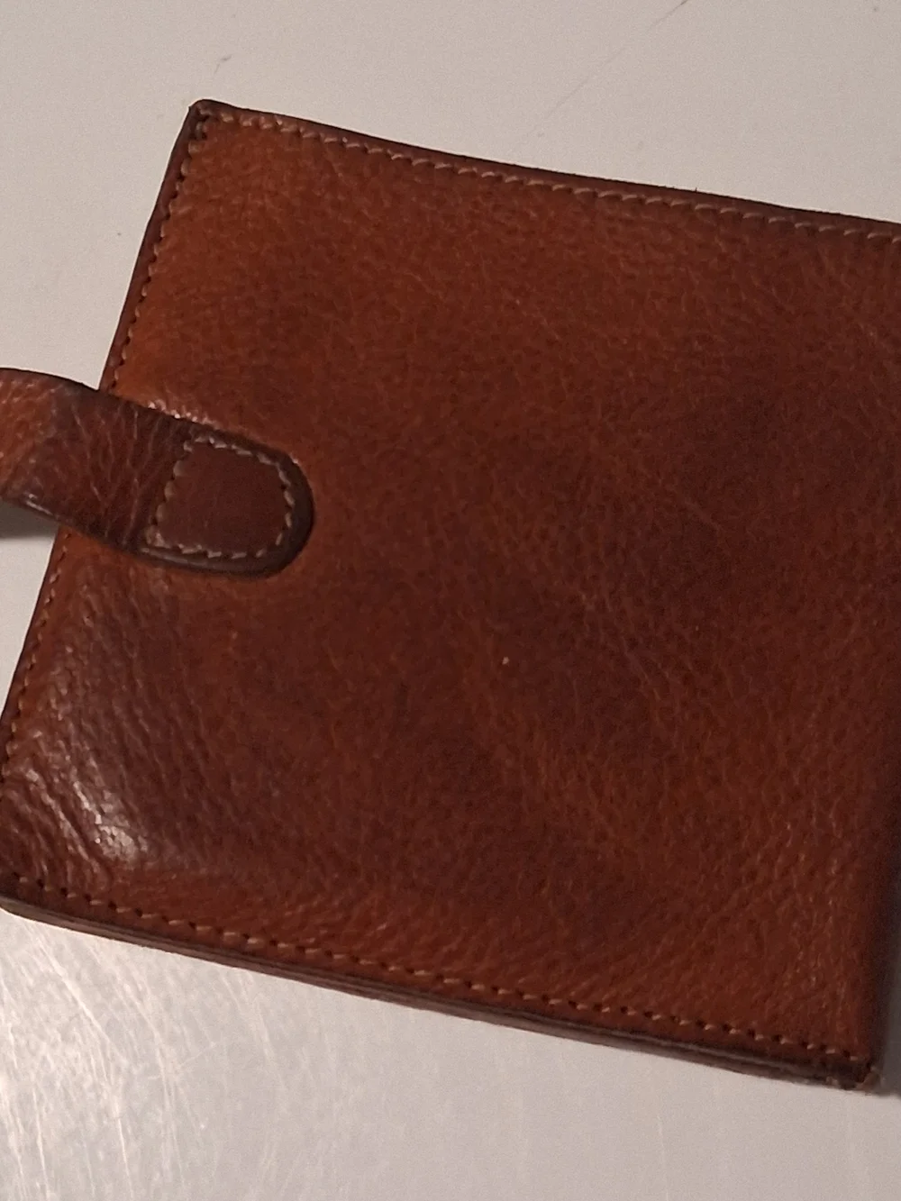 Men's Tan Leather Card Holder with Snap Tab